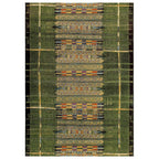 Liora Manne Marina Indoor/Outdoor Power Loomed Synthetic Blend Low Profile Area Rug - Traditional Geometric Casual Southwestern Colorful (Tribal Stripe Green) (8'10' X 11'9')