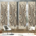 Ambesonne Paisley Window Curtains Pack of 2, Delicate Bohemian Leafy Motives on Stripes in Neutral Muted Colors, Lightweight Set