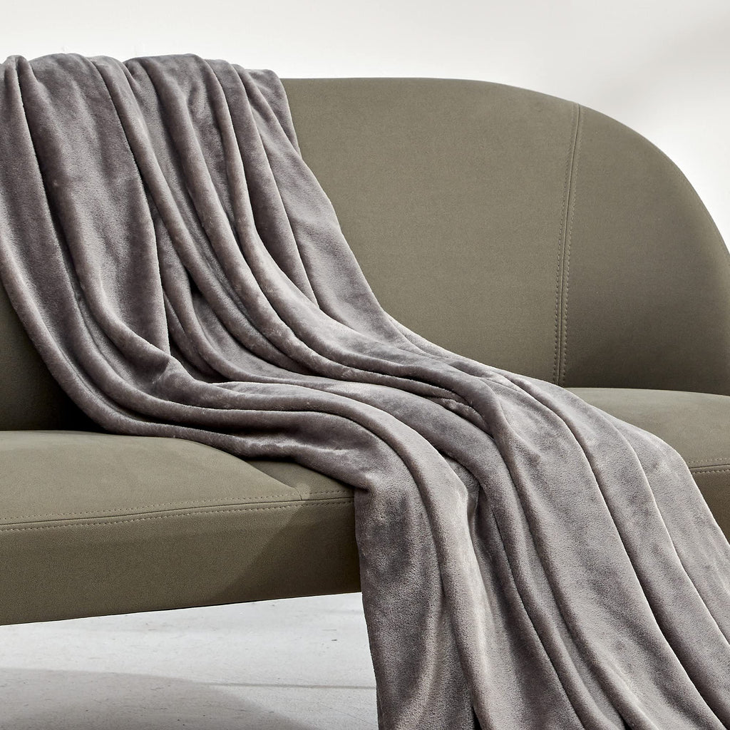 Sleep Zone Grey Fleece Blanket Super Soft Cozy Throw Flannel Blanket, Lightweight Comfy Fuzzy Blanket Plush Throw Blankets For C