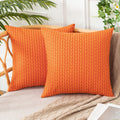 Ugasa Fall Outdoor Waterproof Pillow Covers Pack Of 2 Weaving Texture Water Resistant Outside Decorative Pillow Cases For Patio