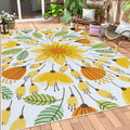 Lahome Floral Indoor Outdoor Rug 8X10, Non Slip Outdoor Patio Rug For Camping Picnic, Portable Large Outdoor Area Rug For Balcon