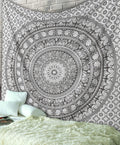 RAJRANG Hippie Grey Tapestry Mandala Bohemian Art Elephant Wall Decor Boho Trippy Small Beach Tapestries Indian Living Room Deco