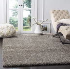 SAFAVIEH Milan Shag Collection 3' Square Grey SG180 Solid Non-Shedding Living Room Bedroom Dining Room Entryway Plush 2-inch Thi