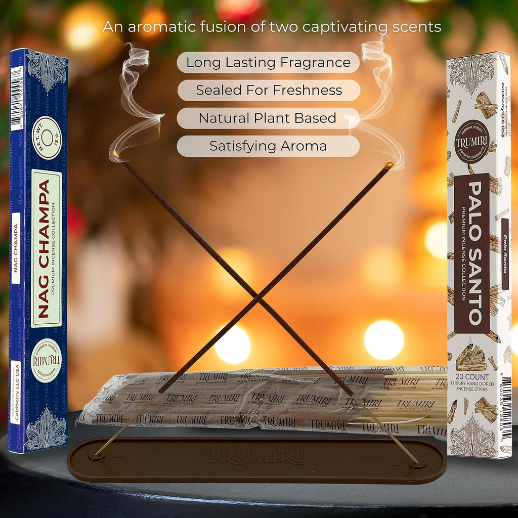 Trumiri Incense Sticks - Combo Pack Of 35 Insence-Sticks - 15 Nag Champa + 20 Palo Santo - Insenses - Insents - Incents - Inscen