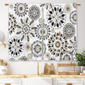 Laifzere Boho Black White Mandala Floral Kitchen Curtains Modern Flower Small Short Cafe Window Curtains Indian Bohemian Rod Poc