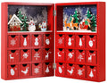BRUBAKER Reusable Wooden Advent Calendar to Fill - Red Christmas Book with 24 Doors - DIY Christmas Calendar 8.27 x 3.54 x 11.81