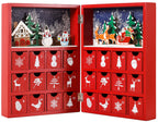 BRUBAKER Reusable Wooden Advent Calendar to Fill - Red Christmas Book with 24 Doors - DIY Christmas Calendar 8.27 x 3.54 x 11.81