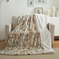Tache 63 X 90 Super Soft Warm Tan Brown Blue Russian Lynx Faux Fur Fluffy White Sherpa Throw Blanket