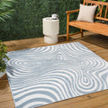 JONATHAN Y SCN103C-9SQ Maribo High-Low Abstract Groovy Striped Light Blue/Ivory 9 Square Indoor/Outdoor Area Rug, Pet Friendly,