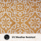 Nicole Miller New York Patio Country Danica Transitional Geometric Indoor/Outdoor Area Rug, Yellow/White, 6'6'X9'2'