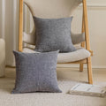 Home Brilliant Gray Pillow Covers 18X18 Inch Washable And Soft Lined Linen Throw Pillow Cases Decorative Throw Pillow Covers For