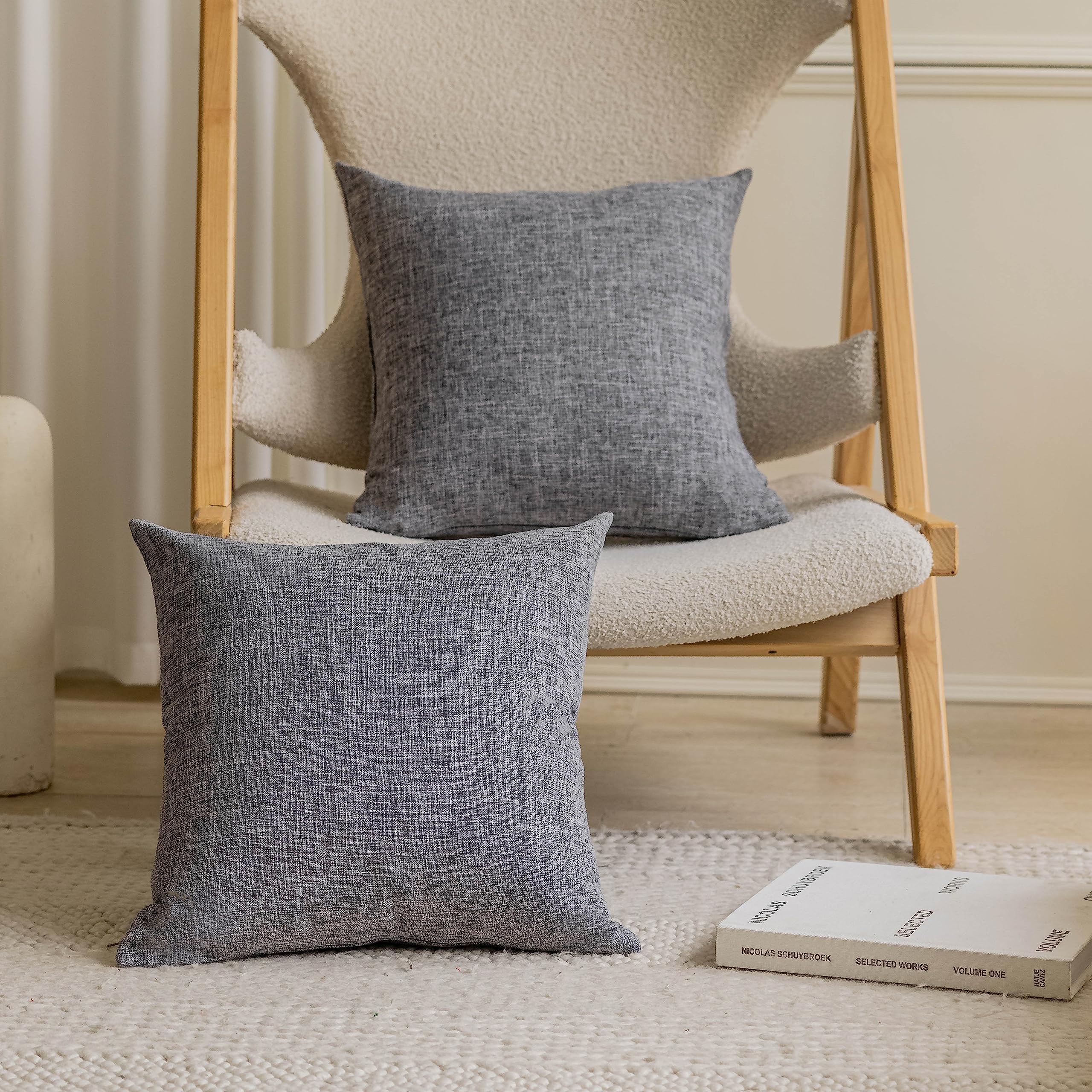 Home Brilliant Gray Pillow Covers 18X18 Inch Washable And Soft Lined Linen Throw Pillow Cases Decorative Throw Pillow Covers For
