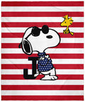 Intimo Peanuts Joe Cool Snoopy Woodstock Flag Plush Fleece Throw Blanket Wall Scroll