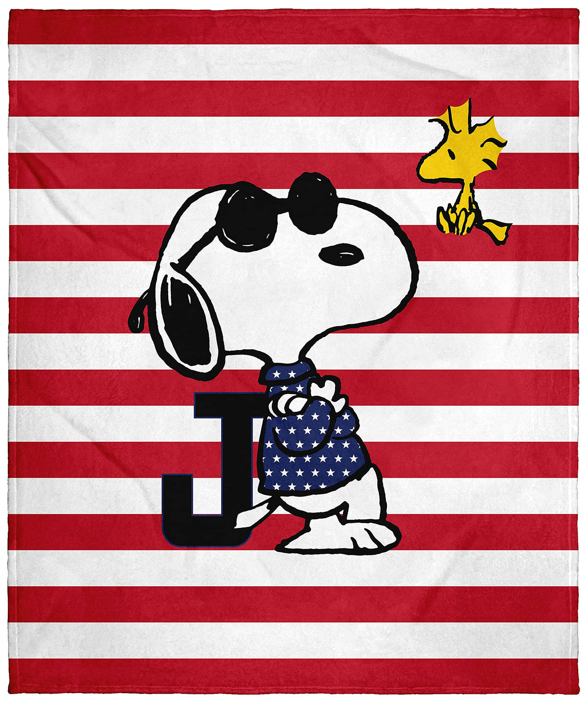 Intimo Peanuts Joe Cool Snoopy Woodstock Flag Plush Fleece Throw Blanket Wall Scroll