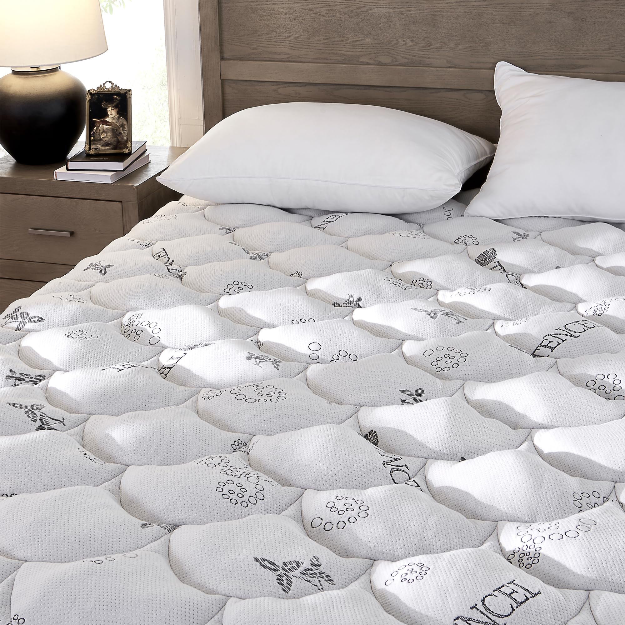 Softhour Padded Topper Twin Size 40% Tencel Blend Rayon From Bamboo And Cotton Filled Mattress Cover, Thick, Luxurious And Comfo