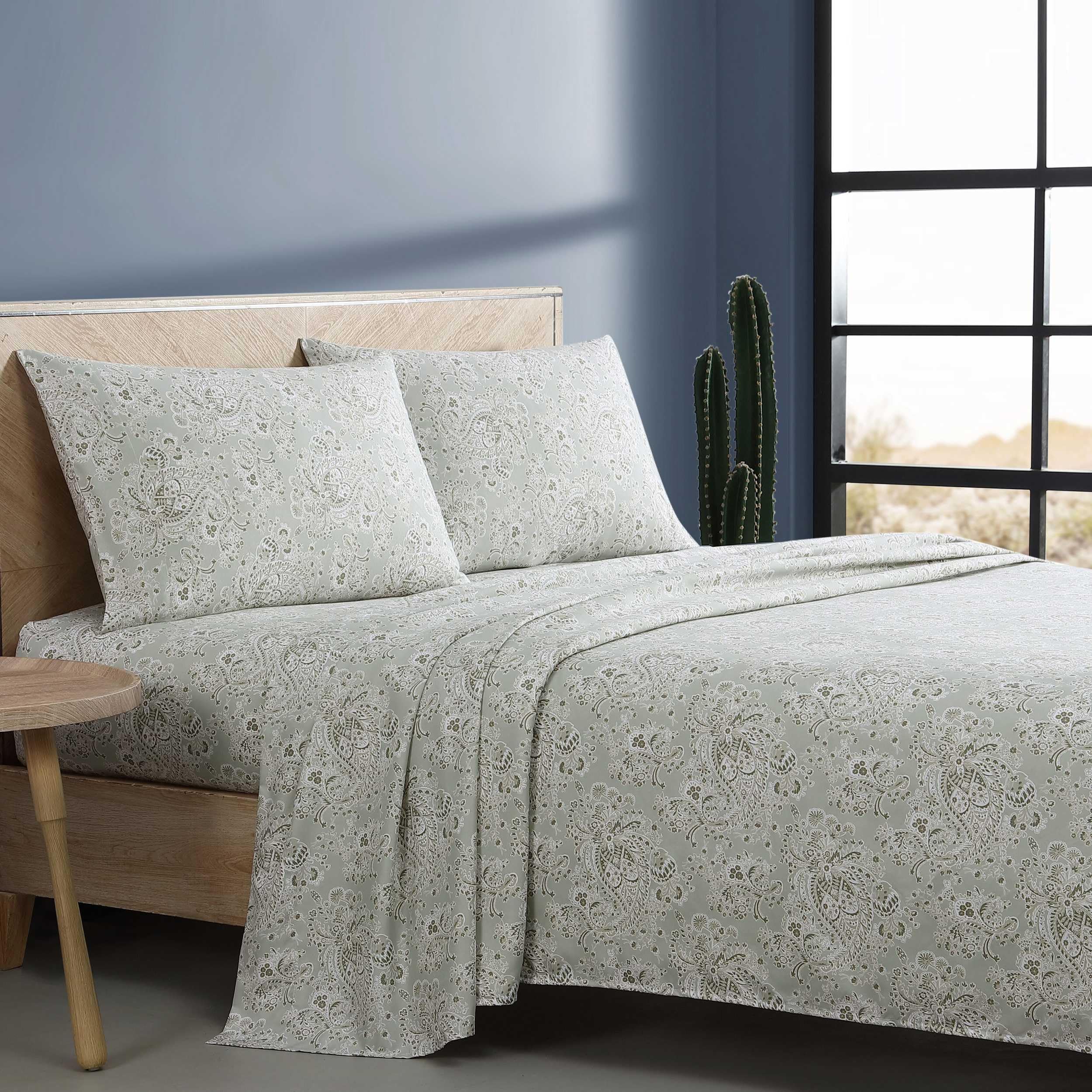 Wrangler - King Sheet Set, Silky & Lightweight Bedding Set, Paisley Luxurious Bedding Set, Yellowstone Inspired, Oeko-Tex Certified (Prairieland Paisley Green, King)