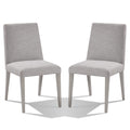 Benjara Hal 18 Inch Parson Dining Chair, Fabric Upholstered, Set of 2, Silver, Light Gray