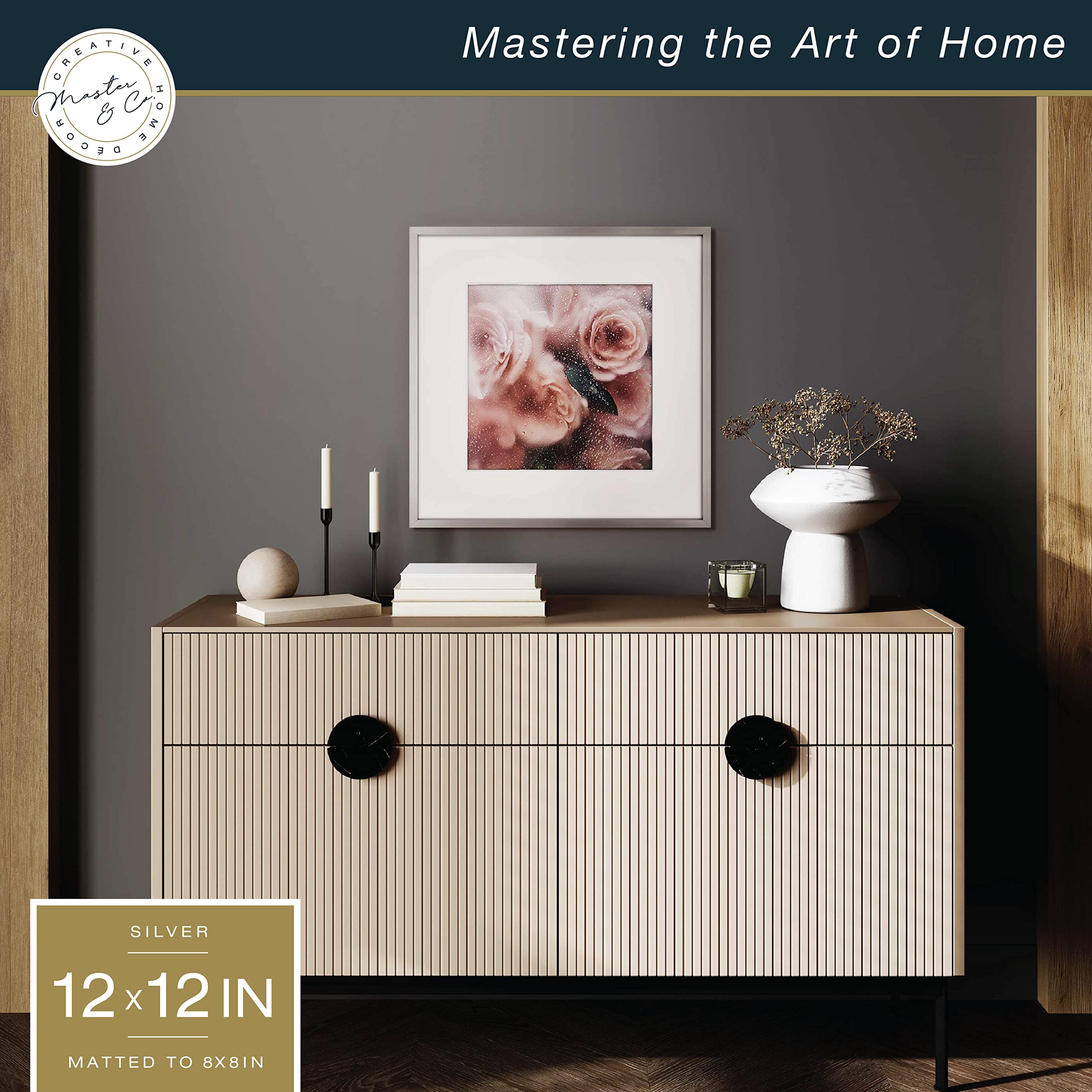 Mcs Master & Co. Foundry Metal Gallery Wall Frame, Dark Silver, 12 X 12 In Matted To 8 X 8 In