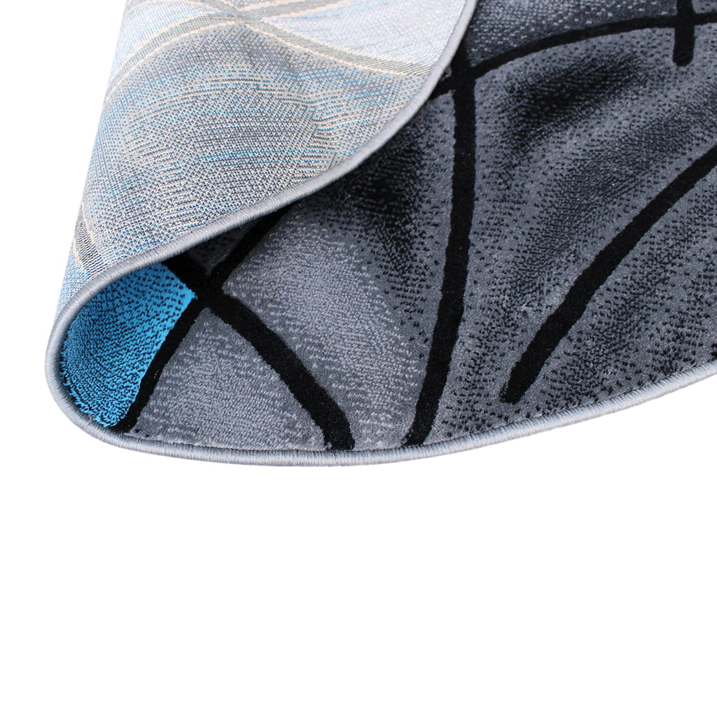 Flash Furniture Jubilee Collection Abstract Area Rug - Colorfast Blue Olefin Rug - 5' X 5' Round Area Rug - Jute Backing - Living Room, Bedroom, & Family Room