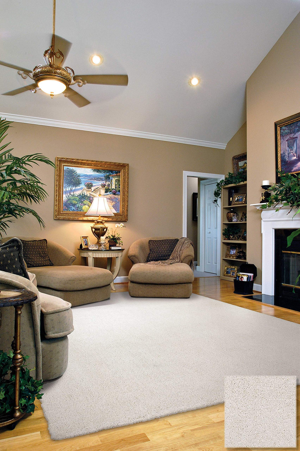 HomeRoots Decor 27' X 45' Polyester Ivory Area Rug