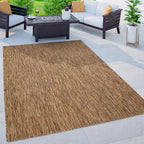 Solid Outdoor Rug For Patio Or Balcony Weatherproof In Mottled Brown Beige, Size: 6'7' X 9'2'