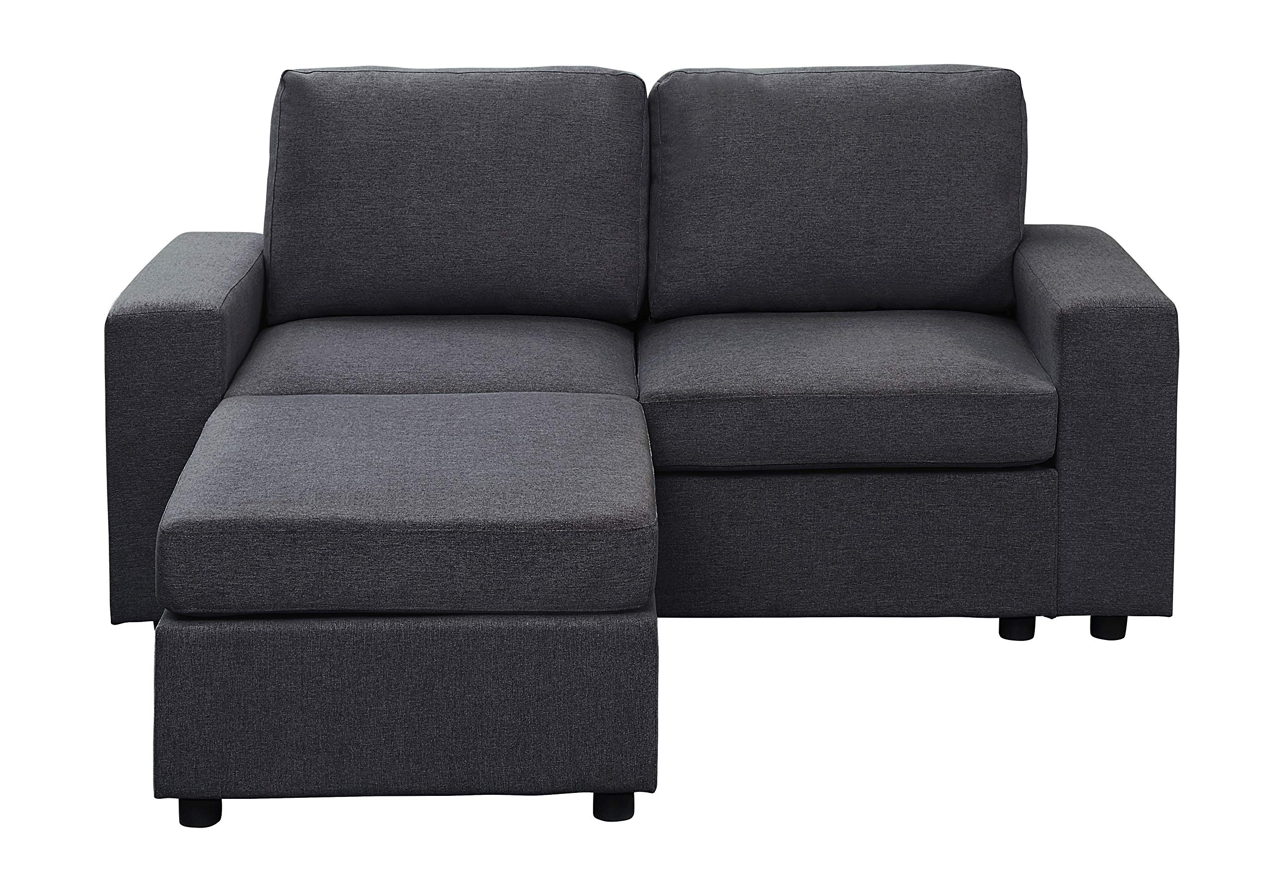 Lilola Home Arroyo Loveseat with Ottoman in Dark Gray Linen