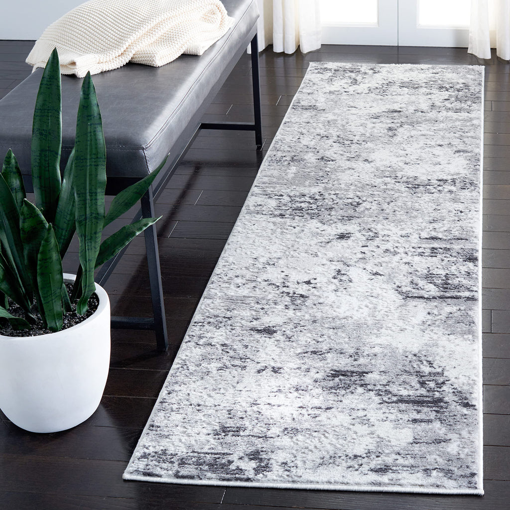 Safavieh Amelia Collection Runner Rug - 2'2'' X 6', Grey & Ivory, Modern Abstract Design, Non-Shedding & Easy Care, Ideal For Hi