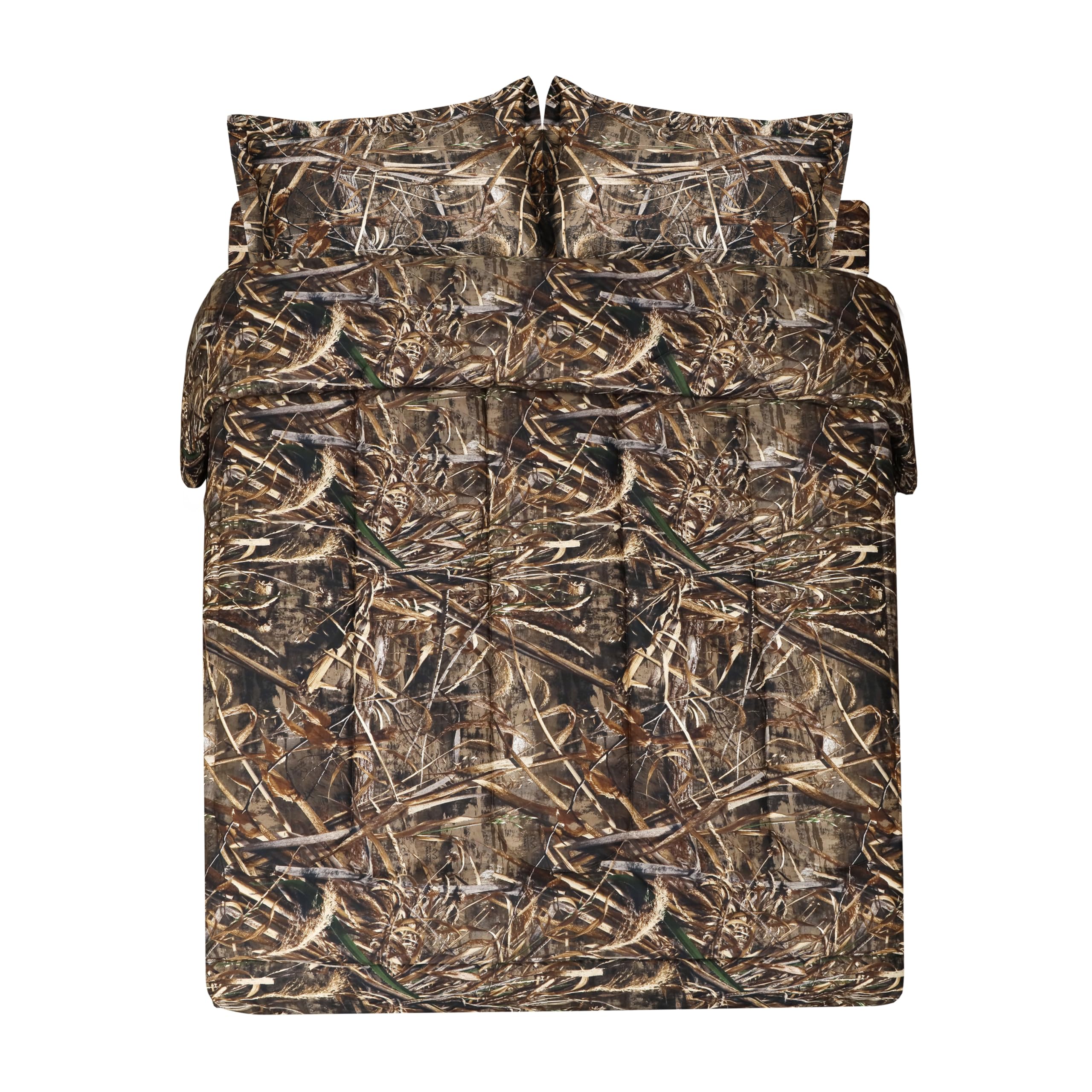 VISI-ONE Realtree Max-5 Camo Queen 3 Piece Comforter Set - All-Season Lightweight, Breathable Microfiber Bedding, Farmhouse Rust