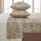 Great Bay Home 3-Piece Twin Microfiber Sheet Set Lodge-Printed, Ultra-Soft, Wrinkle & Fade-Resistant Patterns Drawn From Nature All-Season Bedding Sheets & Pillowcases (Twin, Bear Mountain)