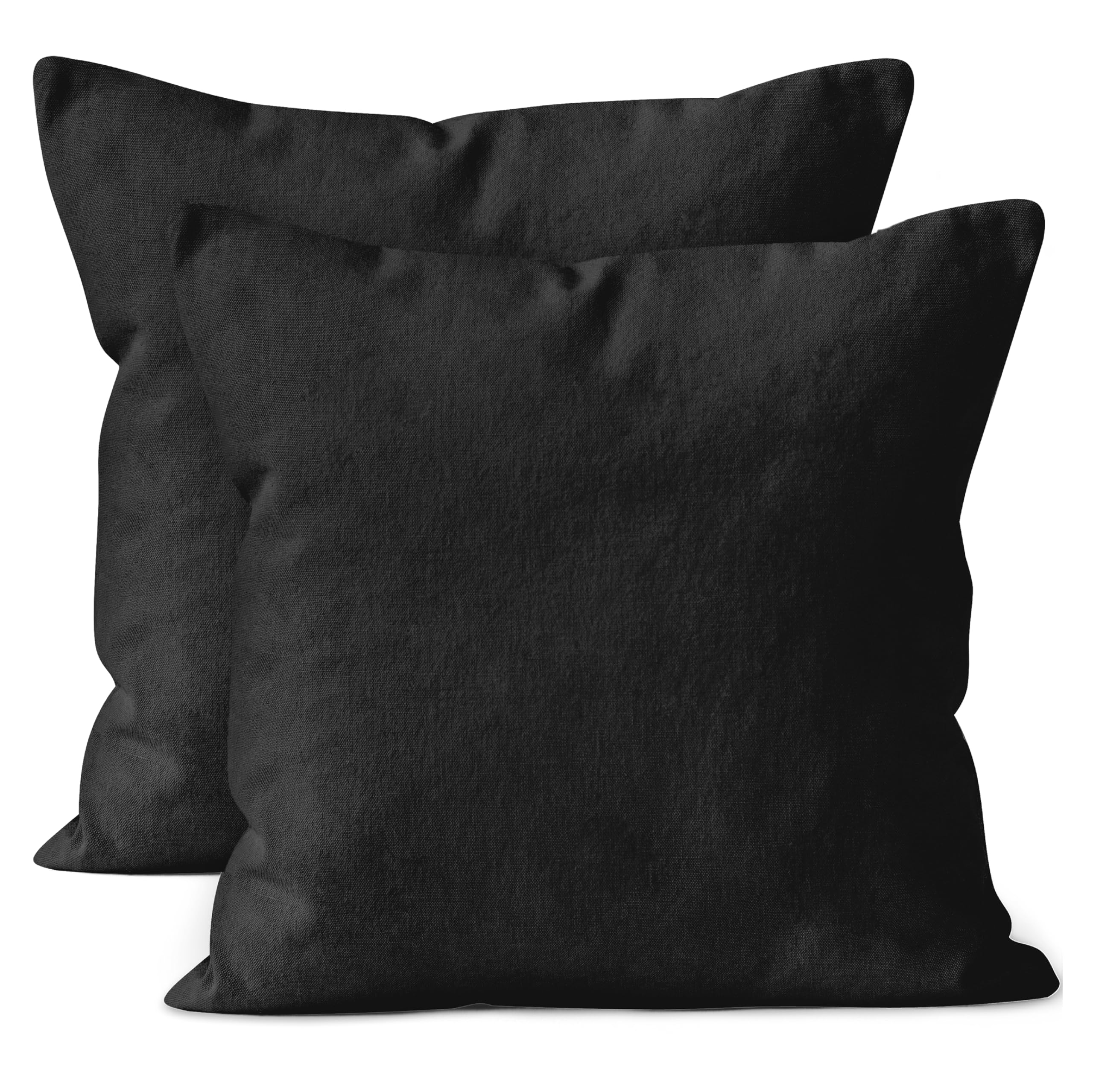 Encasa Xo Throw Pillow Covers 18X18 In Set Of 2 Jet Black | No Inserts | Cotton Pillow Covers For Living Room, Bed, Sofa, Couch
