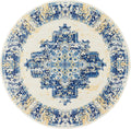 Nourison Grafix Traditional White 53 x Round Area-Rug, Easy-Cleaning, Non Shedding, Bed Room, Living Room, Dining Room, Kitch