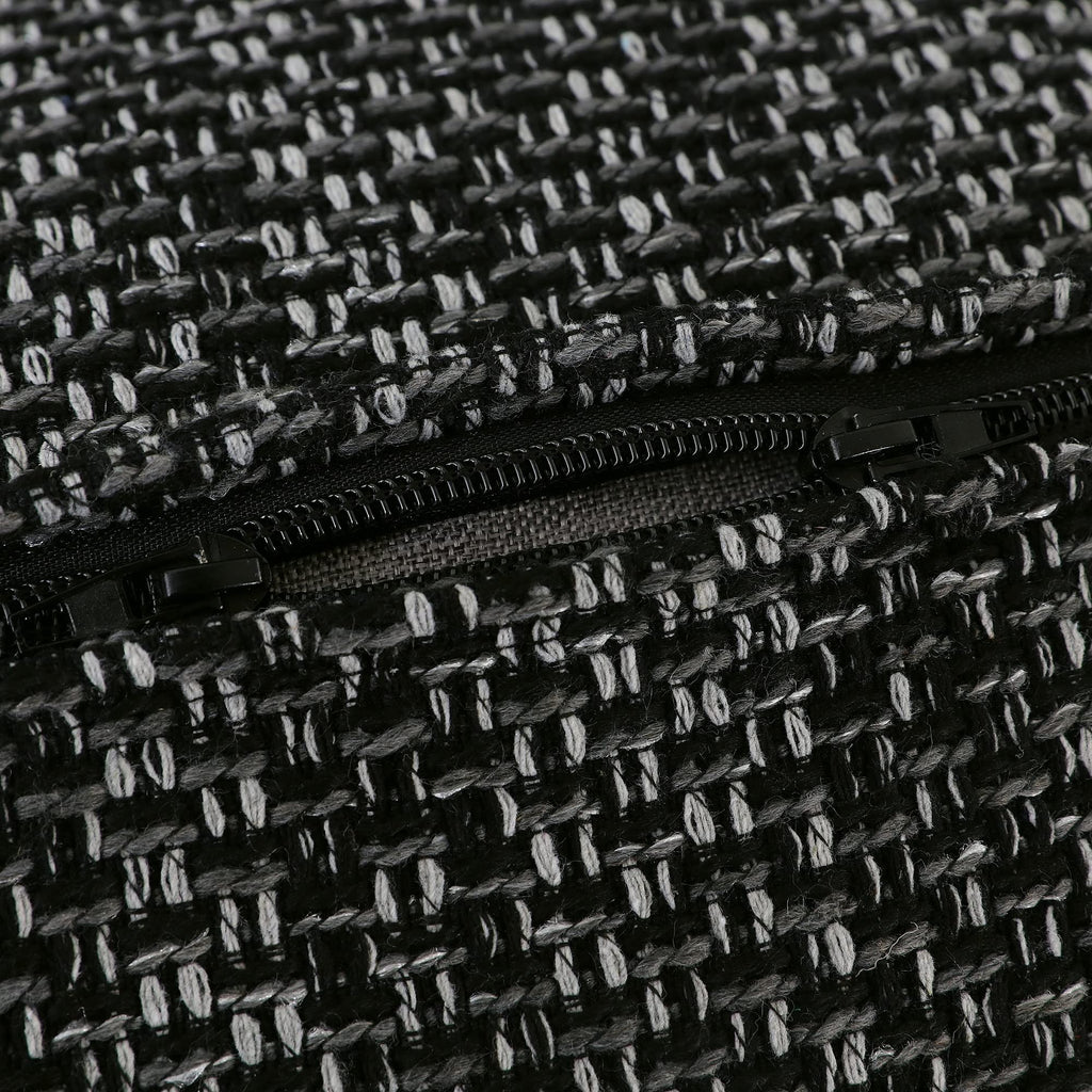 Octorose Full Size 3 Side Zipper Premium Upholstery Basketweave Thick Linen Grey/Black Mixed Futon Cover Slipcover Sofa Day Bed