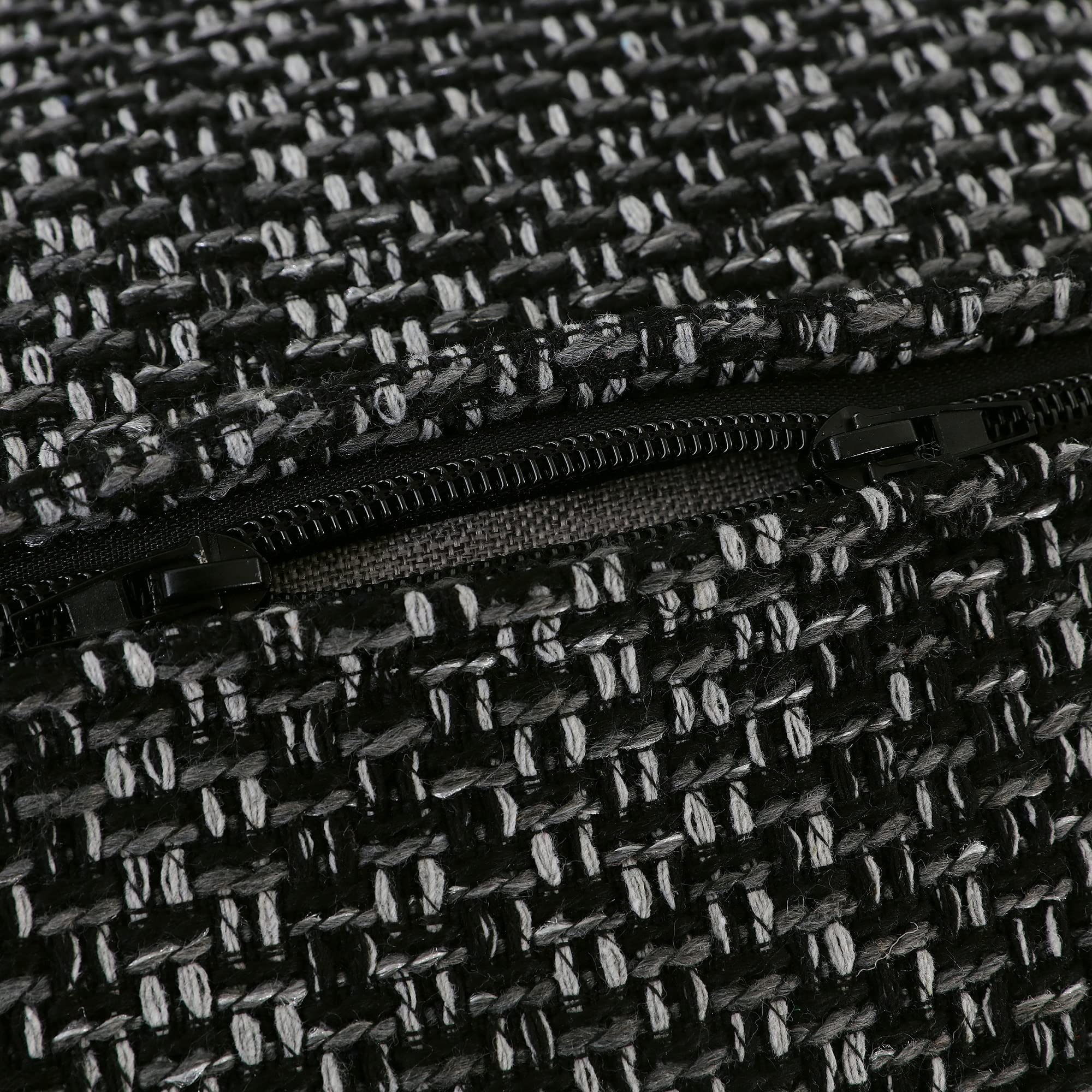 Octorose Full Size 3 Side Zipper Premium Upholstery Basketweave Thick Linen Grey/Black Mixed Futon Cover Slipcover Sofa Day Bed