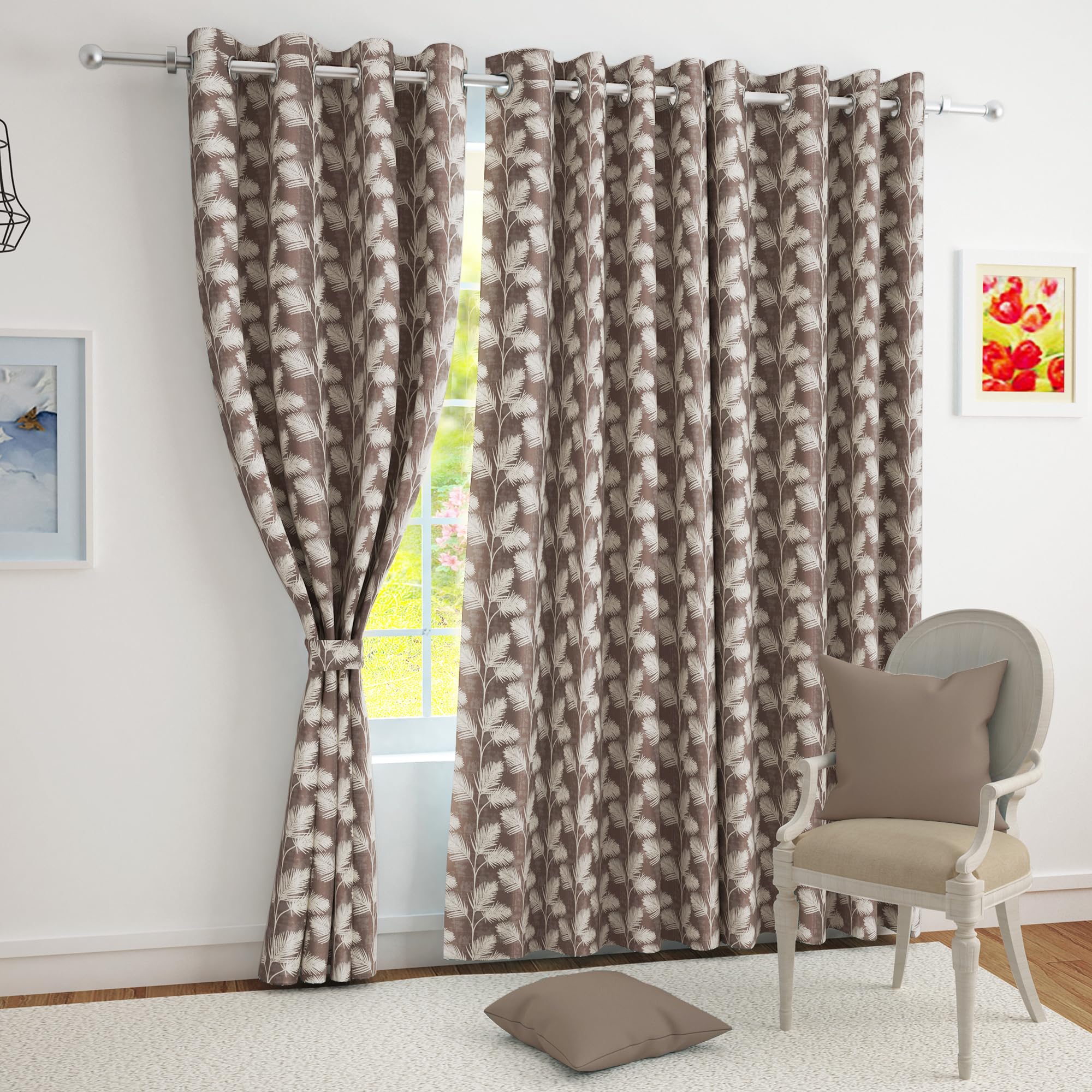 Story@Home Room Darkening Window Curtains 5 Feet Set Of 3 | Floral Printed | Thermal Insulated Curtains | Curtain For Living Roo
