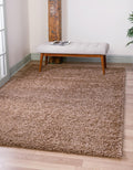 Rugs.com - ber Cozy Solid Shag Collection Rug - 8 x 10 Sandy Brown Shag Rug Perfect for Living Rooms, Large Dining Rooms, Open