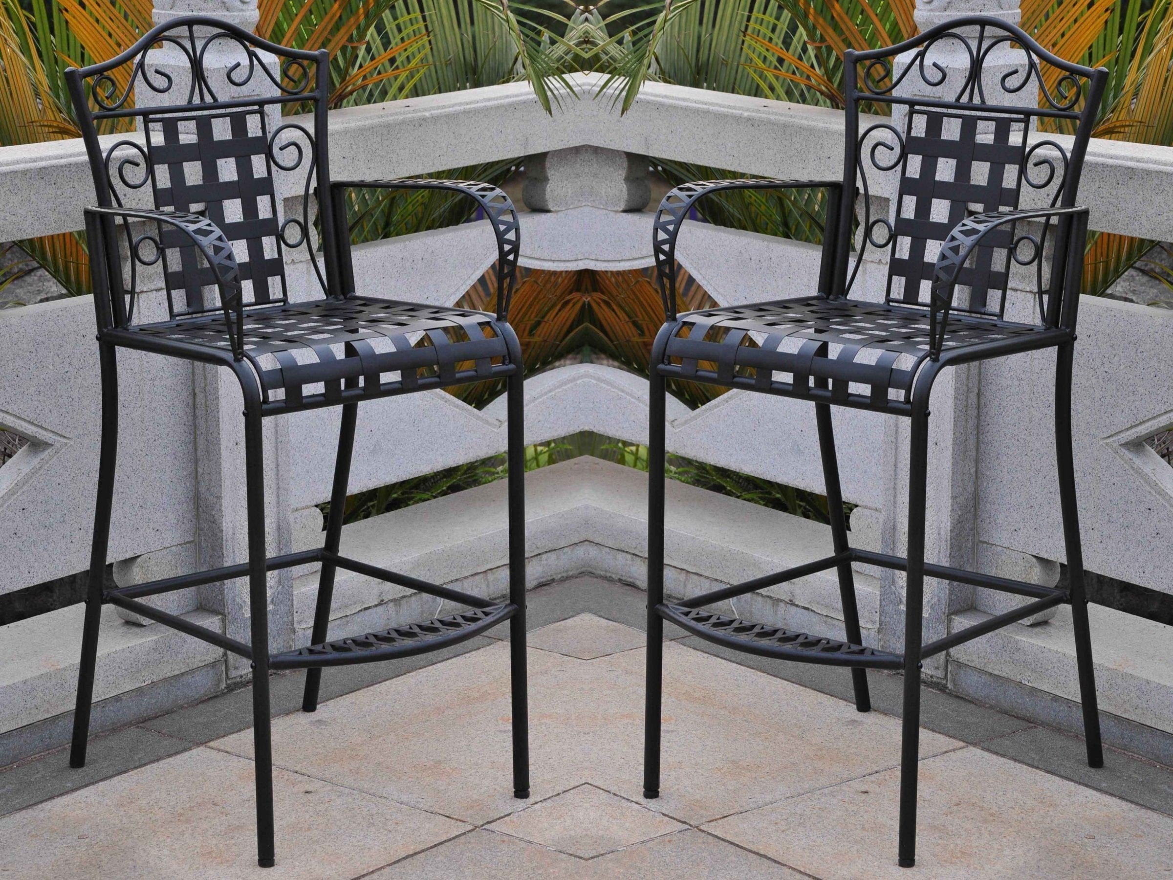 International Caravan Mandalay Outdoor Bar Stools - Thumbnail 2