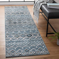 SAFAVIEH Amsterdam Collection Runner Rug - 2'3'' x 12', Blue & Ivory, Moroccan Boho Design, Non-Shedding & Easy Care, Ideal for 