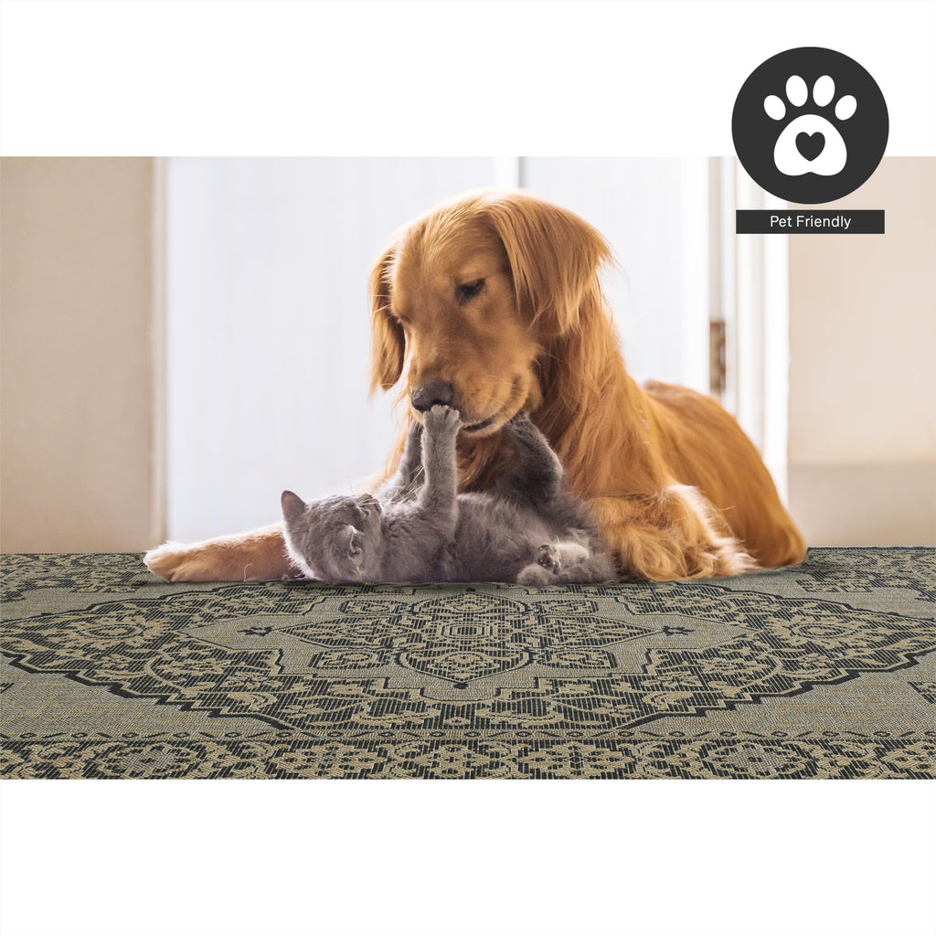 Fh Home Flat Woven Outdoor Rug - Waterproof, Easy To Clean, Stain Resistant - Premium Polypropylene Yarn - Vintage - Porch, Deck