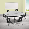 Flash Furniture Emmy 47.5" Circle Wave Flexible Laminate Activity Table Set with 12" Student Stack Chairs, Grey/Black
