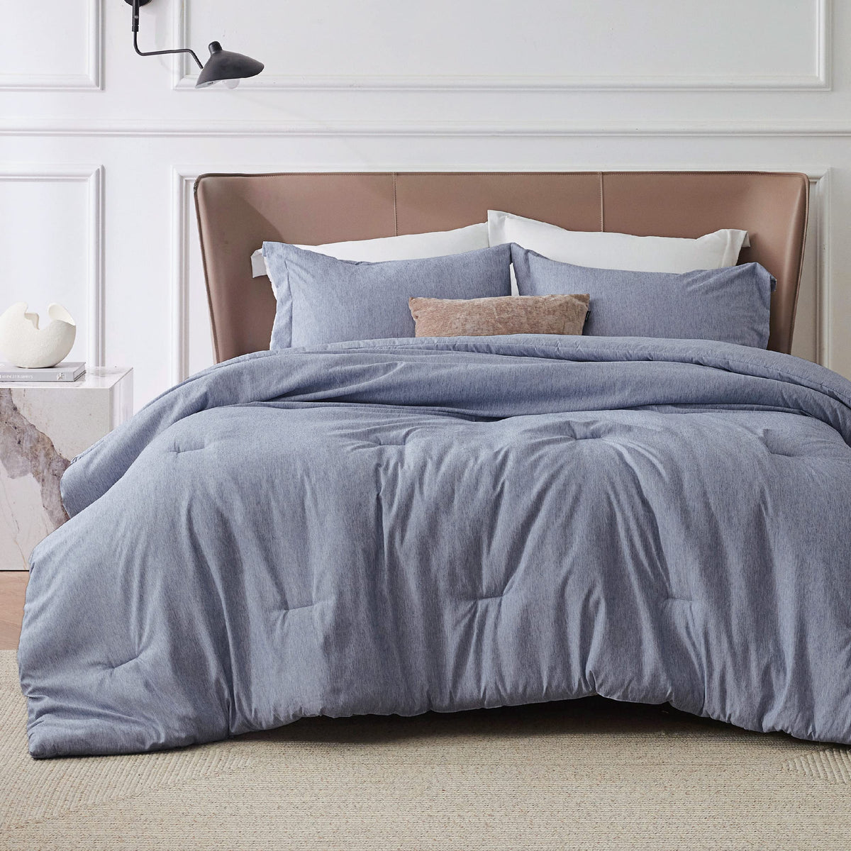 Bedsure Full Comforter Set - Blue Full Size Comforter, Soft Bedding For All Seasons, Cationic Dyed Bedding Set, 3 Pieces, 1 Comf
