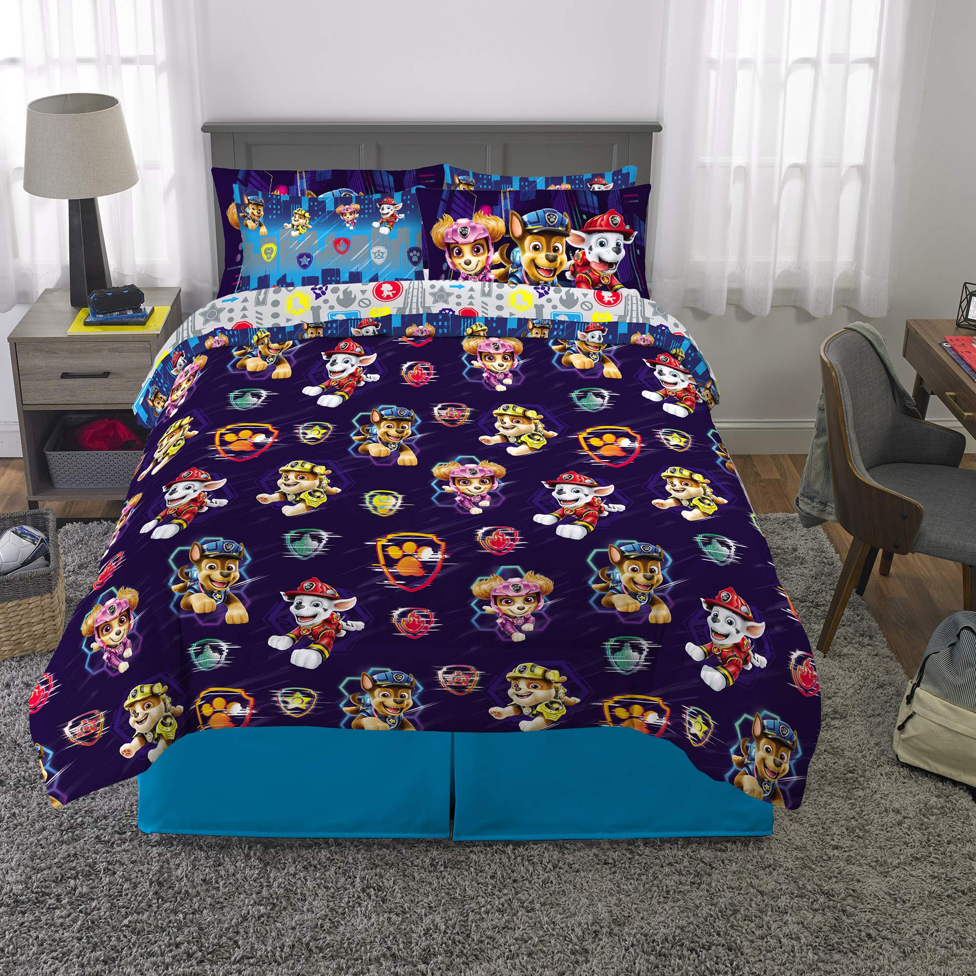 Franco Paw Patrol Kids Bedding Super Soft Comforter And Sheet Set With Sham, 7 Piece Queen Size, (Official Licensed Product)