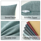 Miulee Pack Of 2 Decorative Throw Pillow Covers Linen Burlap Square Solid Farmhouse Modern Concise Throw Cushion Case Pillowcase For Sofa Car Couch 20X20 Inch Teal