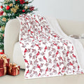 Elegant Comfort Reversible and Ultra-Plush Flannel Fleece-Winter Christmas Sherpa Throw- Lightweight Soft and Cozy-Holiday Decor