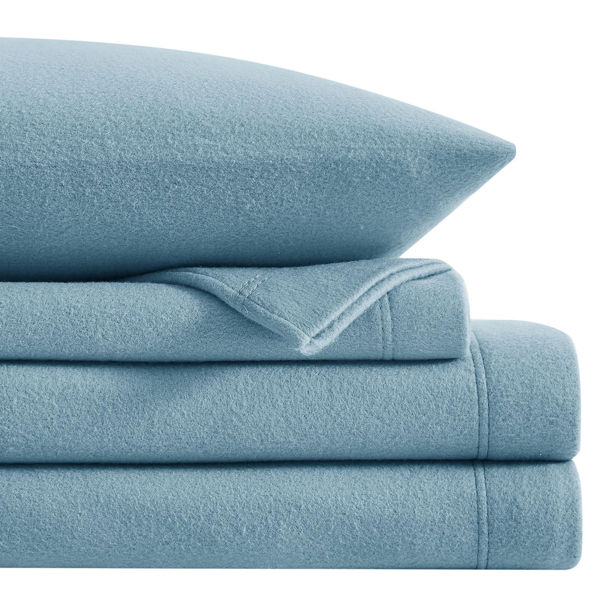 Softan Micro Fleece Bed Sheet Set, Full 4-Piece Polar Fleece Sheet Set Double Includes Flat Sheet, Pillowcases And 15' Deep Poc