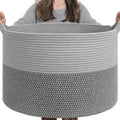 INDRESSME Extra Large Laundry Basket, Cotton Rope Blanket Basket for Nursery Living Room, Decorative Woven Storage Basket with H