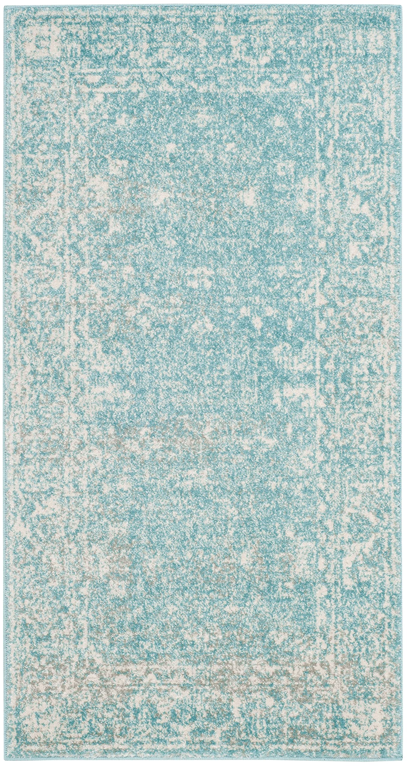 SAFAVIEH Evoke Collection 22 x 4 Light Blue/Ivory EVK270D Shabby Chic Distressed Non-Shedding Living Room Bedroom Accent Rug