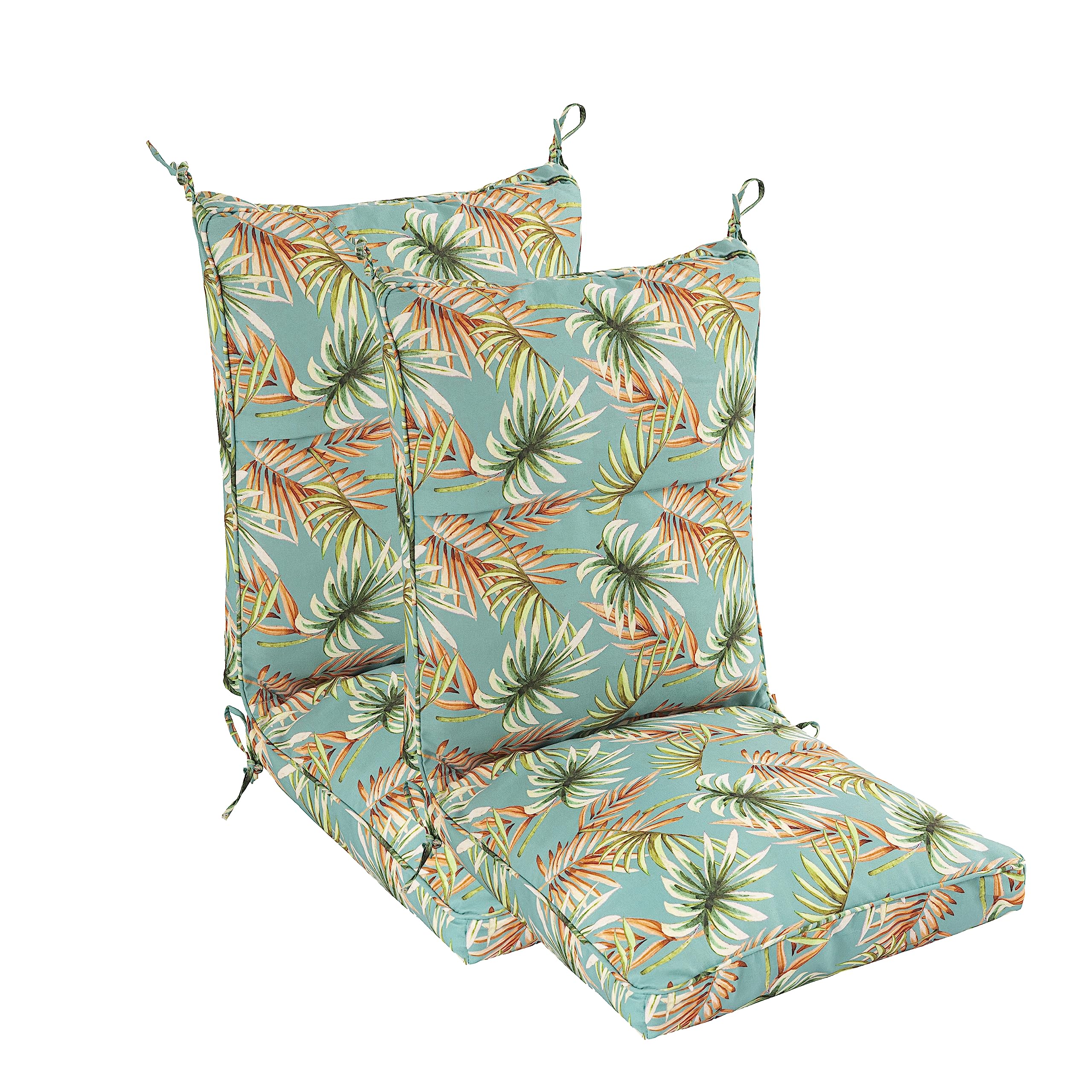 Makimoo Set Of 2 Outdoor Dining Chair Cushions, Comfort Patio Seating Cushions, 44 X21X4.5 Inch, Single Welt And Zipper, Verdant