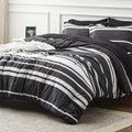Bedsure Bed In A Bag Queen 7 Pieces, Black White Striped Bedding Comforter Sets All Season Bed Set, 2 Pillow Shams, Flat Sheet,