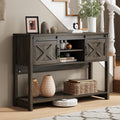 RoyalCraft Console Table with Storage Shelf & Sliding Barn Door, Farmhouse Entryway Table with Storage, 46 Narrow Long Sofa Tabl