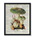 Poster Master Vintage Dictionary Poster - Retro Botanical Print - Gift for Gardener, Housewarming - Book Page, Green Mushroom - 